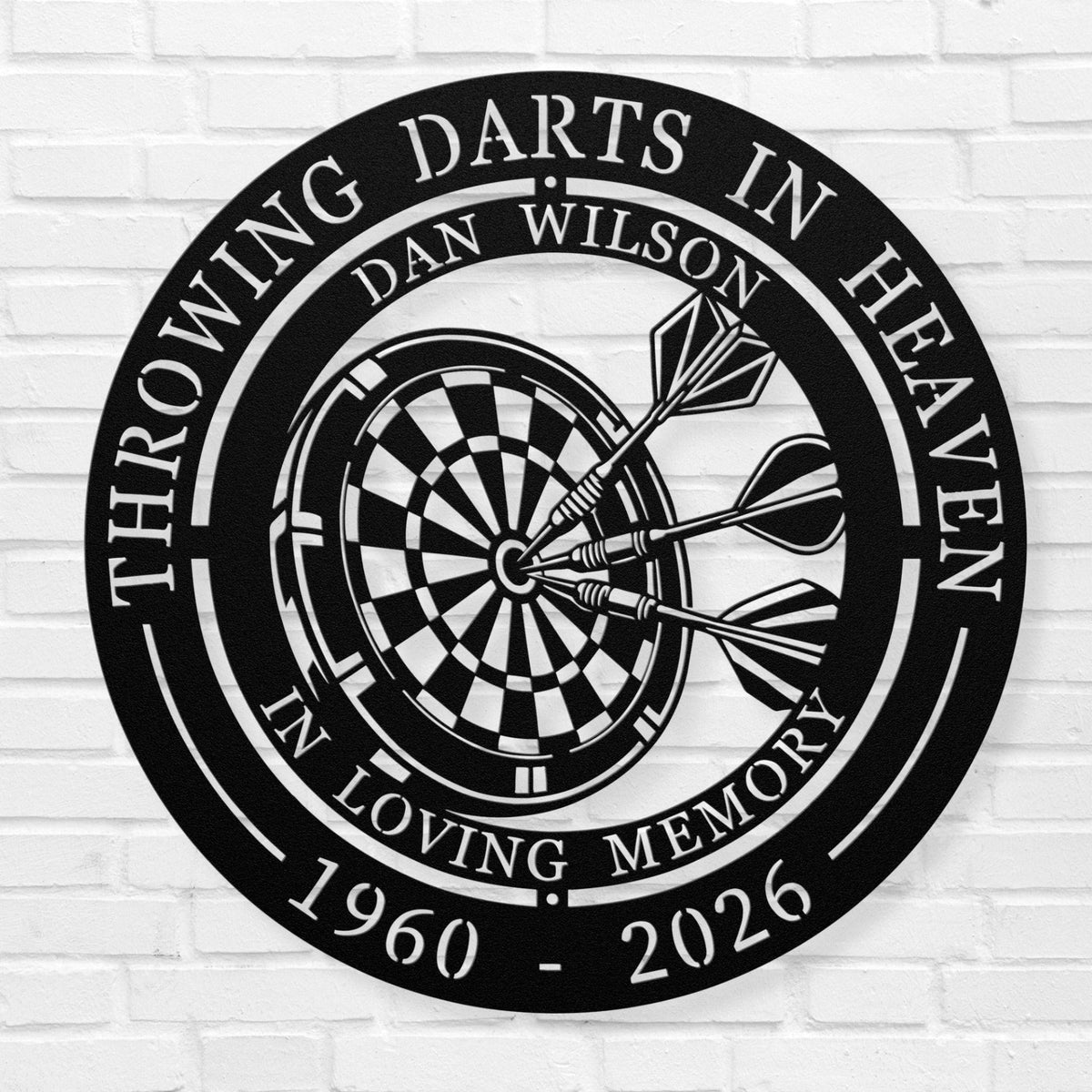 Dart Board Memorial Gift - Personalized Darts Player Sympathy Gift Throwing Darts In Heaven
