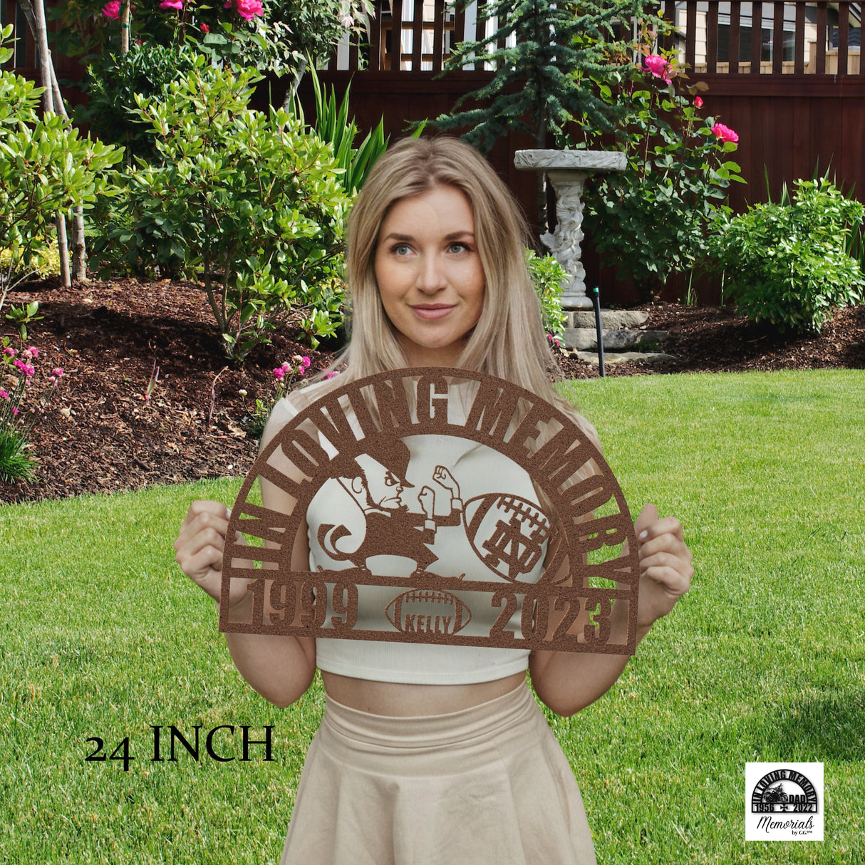 Notre Dame Memorial Football Sign for Dad