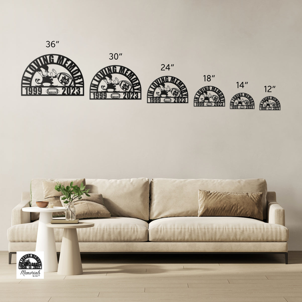 Notre Dame Memorial Football Sign for Dad