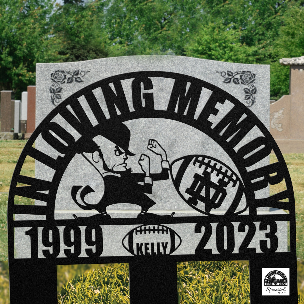 Notre Dame Memorial Football Sign for Dad