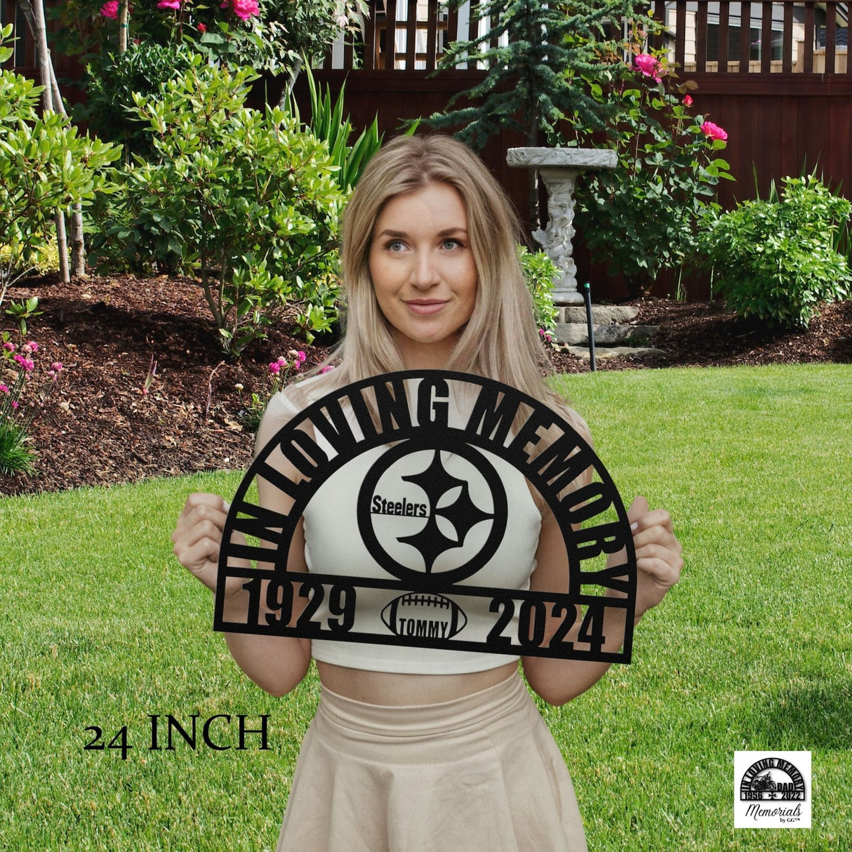 In Loving Memory Pittsburgh Steelers Memorial Sign - Personalized Sympathy Gift for Dad or Grandpa