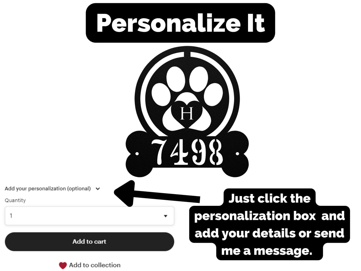 Dog Address Sign - Dog Metal Sign - Metal Dog Decor - Paw Print Address Signs - House Number Plaque - Address Plaque - House Decor