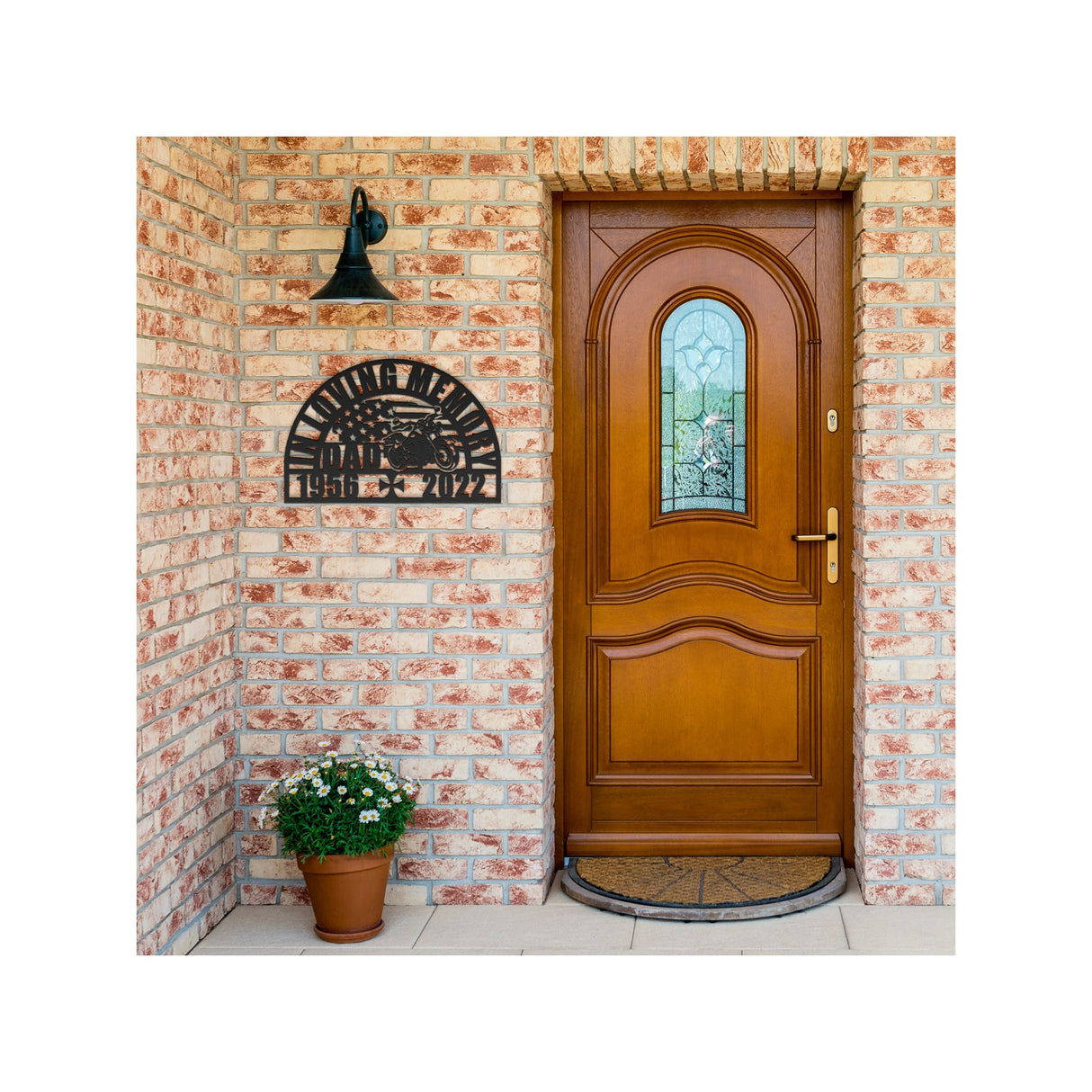 American Flag Motorcycle Sympathy Gift Loss of Father Gift, Dad Bereavement, Riding with the Angels Memorial Garden - In Loving Memory