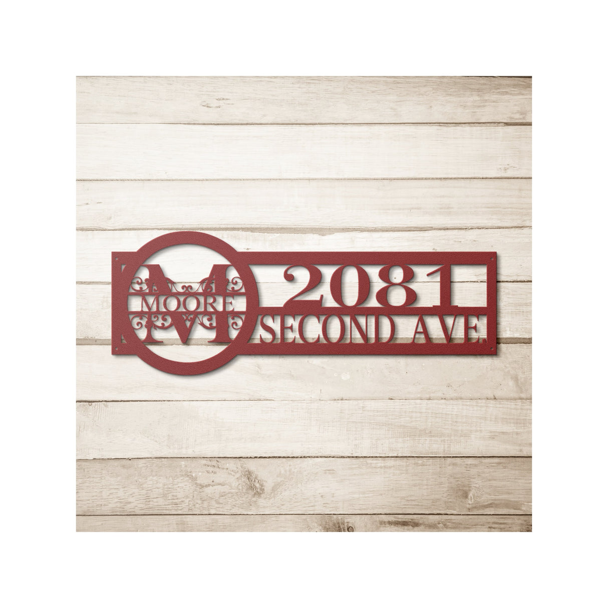 Monogram Address Sign for House | Custom Horizontal Rustic Metal Address Plaque | Personalized Outside Address Numbers and Street Metal Sign