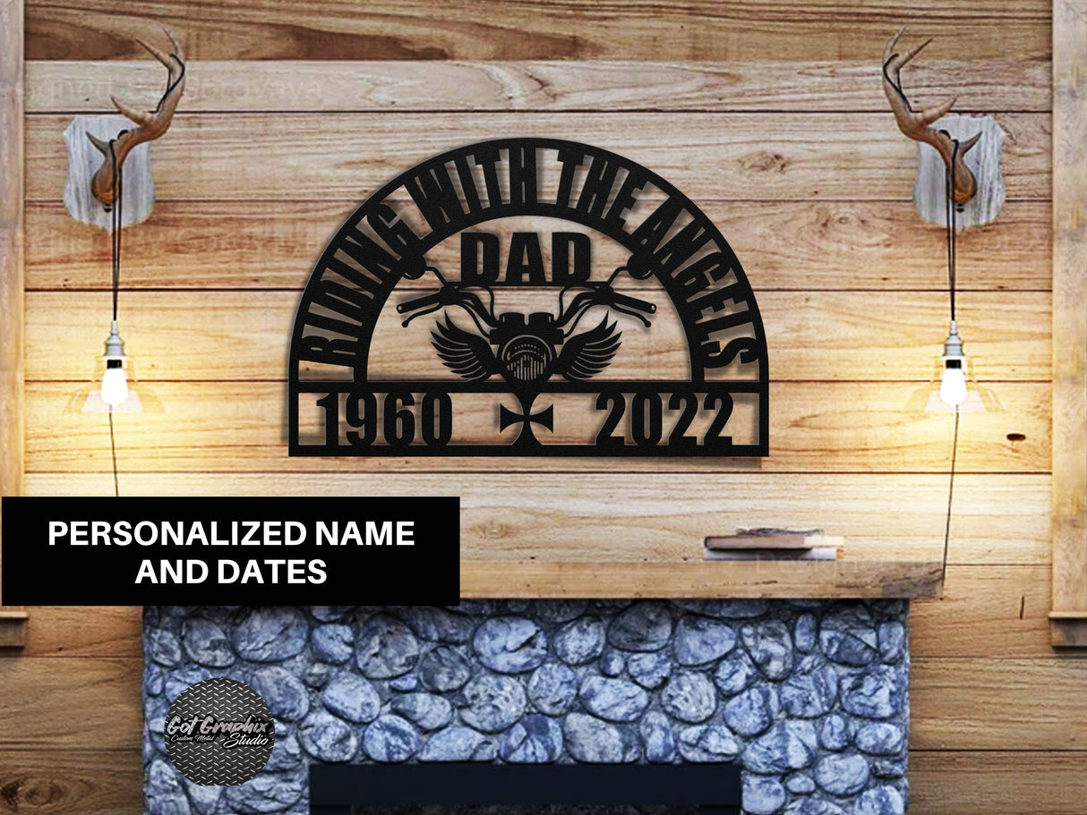 Motorcycle Sympathy Gift Loss of Father Gift - Dad Bereavement Gift - Riding with the Angels Memorial Garden - In Loving Memory Father Grave