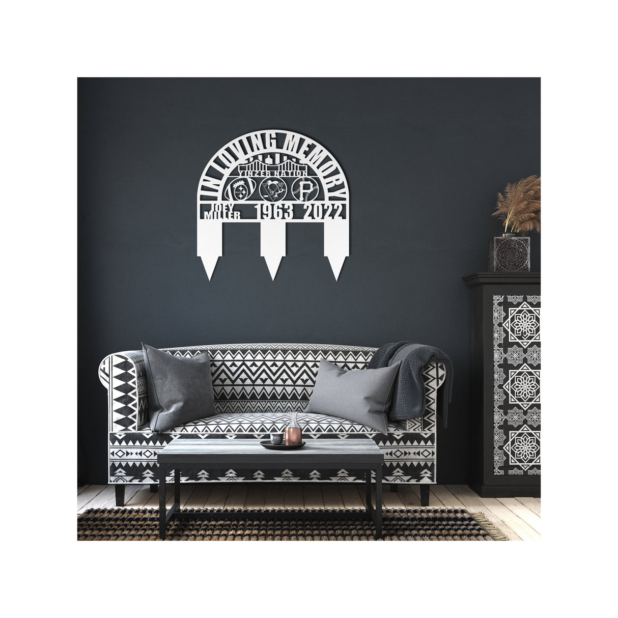 Pittsburgh Memorial Gift for Loss of Loved One | Yinzer Nation Pittsburgh Pennsylvania Grave Decoration for Sports Fan | Sympathy Gift