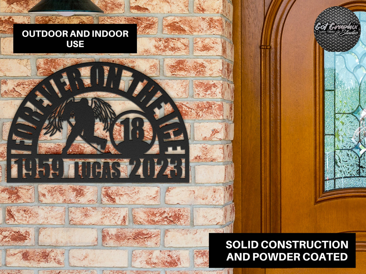 Custom Hockey Player Memorial Sign - Personalized Ice Hockey Tribute Plaque - Handcrafted Sports Remembrance Gift