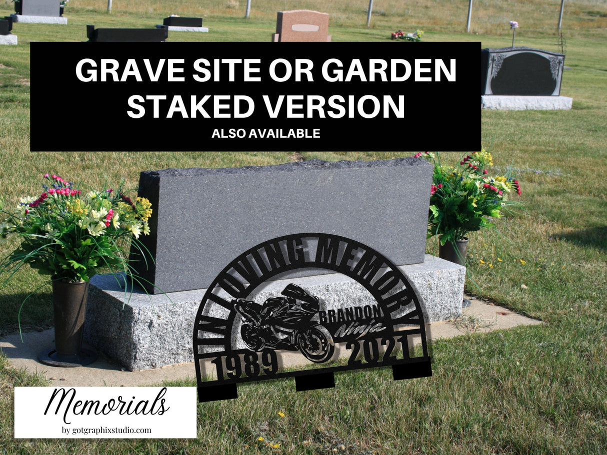 Ninja Motorcycle Sympathy Gift Loss of Loved One - Personalized Kawasaki Sports Bike Memorial Grave Decoration for Cemetery