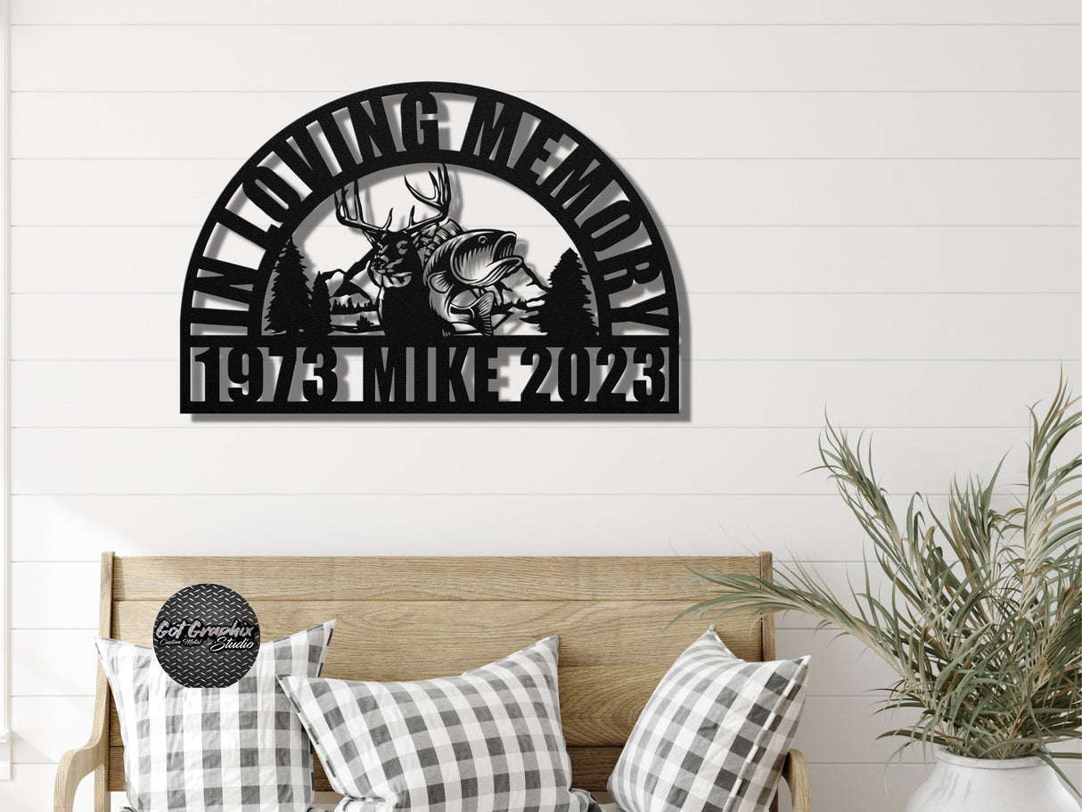 Hunting and Fishing Sympathy Memorial Sign - Personalized Celebration of Life for Men