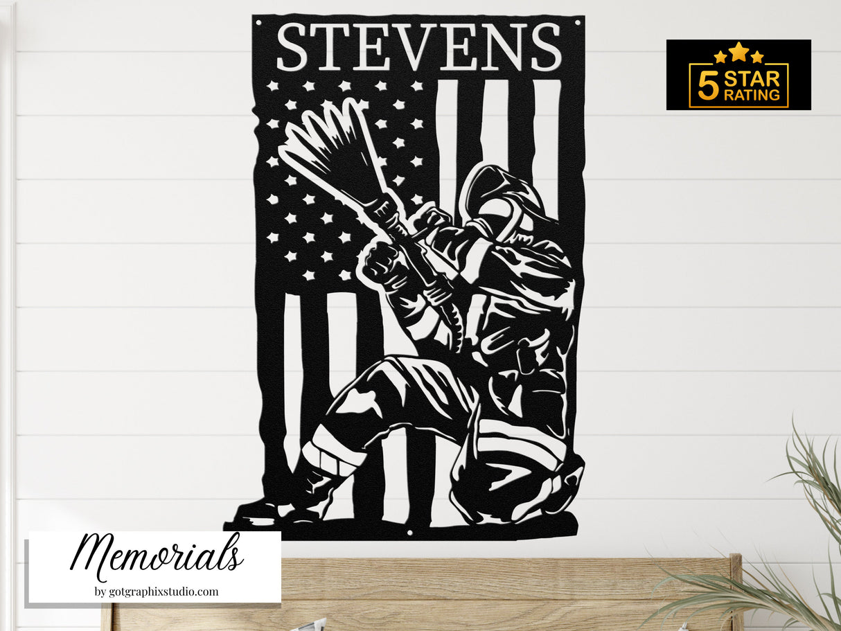 Personalizable Firefighter Metal Art Sign - Thank You Fireman Metal Home Decor Gift