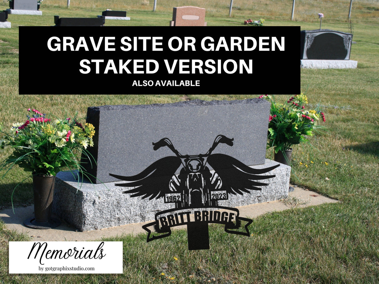 Hanging Motorcycle Sympathy Gift Loss of Husband - Personalized Memorial Grave Stake Decoration for Cemetery - In Loving Memory