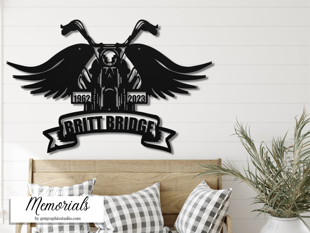 Hanging Motorcycle Sympathy Gift Loss of Husband - Personalized Memorial Grave Stake Decoration for Cemetery - In Loving Memory