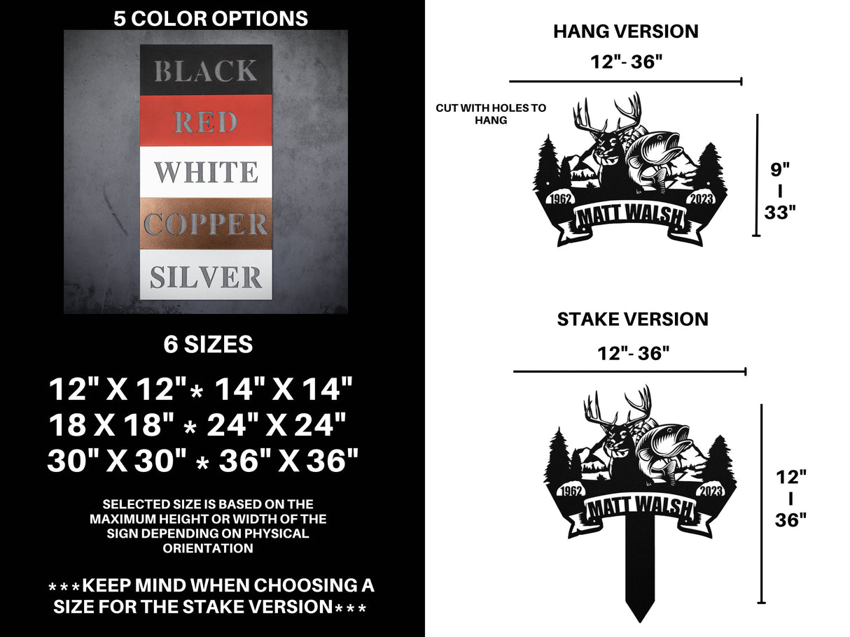 Hunter Fisherman Memorial Sympathy Keepsake - Personalized Celebration of Life for Outdoorsman - Deer Hunting and Fishing Condolence for Him