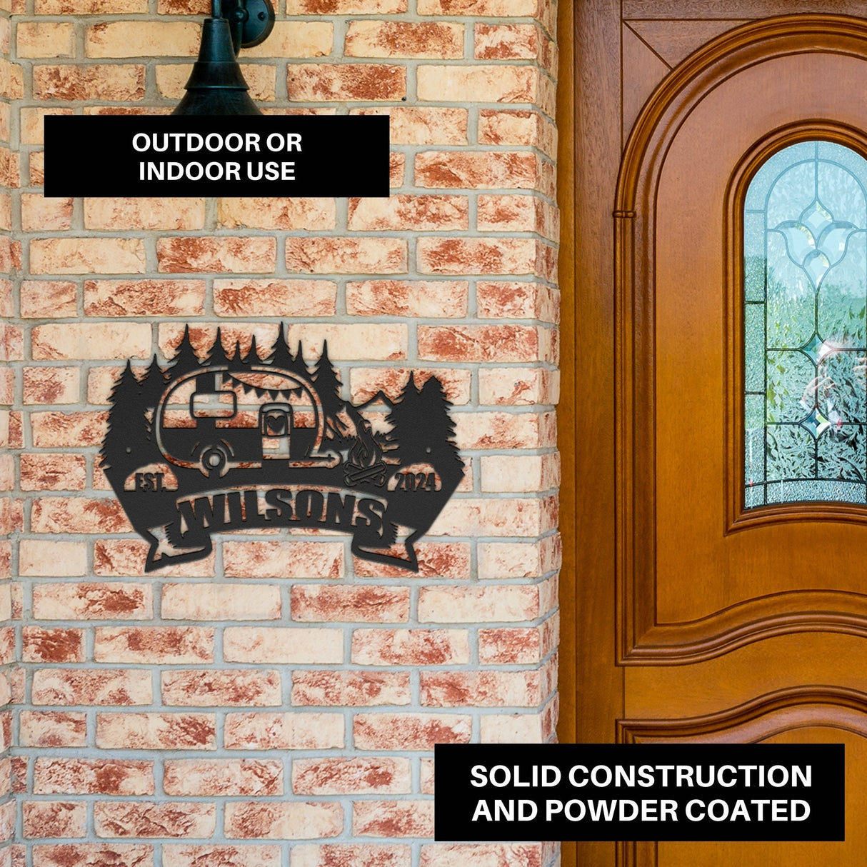 Campsite Personalized Sign | Custom Camper Sign Exterior | Last Name Rv Camping Campground Metal Sign Decorations | Rv Outdoor Camping Sign