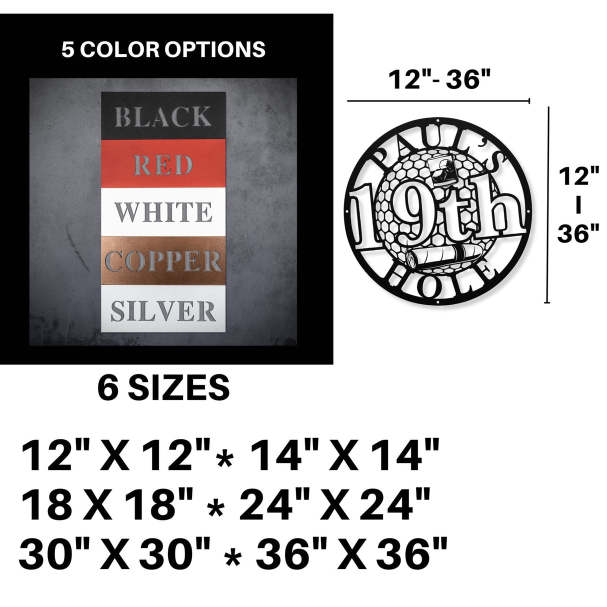 Metal Golf Sign Personalized | 19th Hole Metal Sign | Golf Gifts for Men | Golfing Signs for Garage | Husband Dad Golfer Birthday Gifts