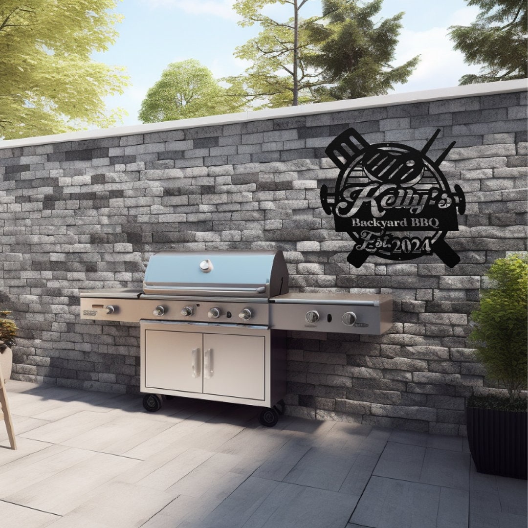 Custom Outdoor Metal Signs Barbecue - Personalized Grill Gifts for Dad BBQ Kitchen Decor for Backyard or Patio