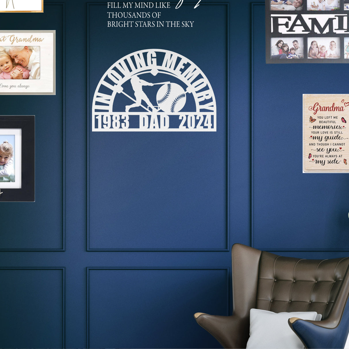 Legendary Baseball Memorial Gift - Personalized Sports Tribute Memorial Memory Metal Wall Sign or Temporary Grave Marker Men's Remembrance