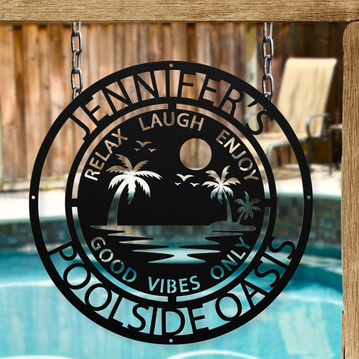Personalized Family Poolside Decorative Pool Metal Outdoor Sign
