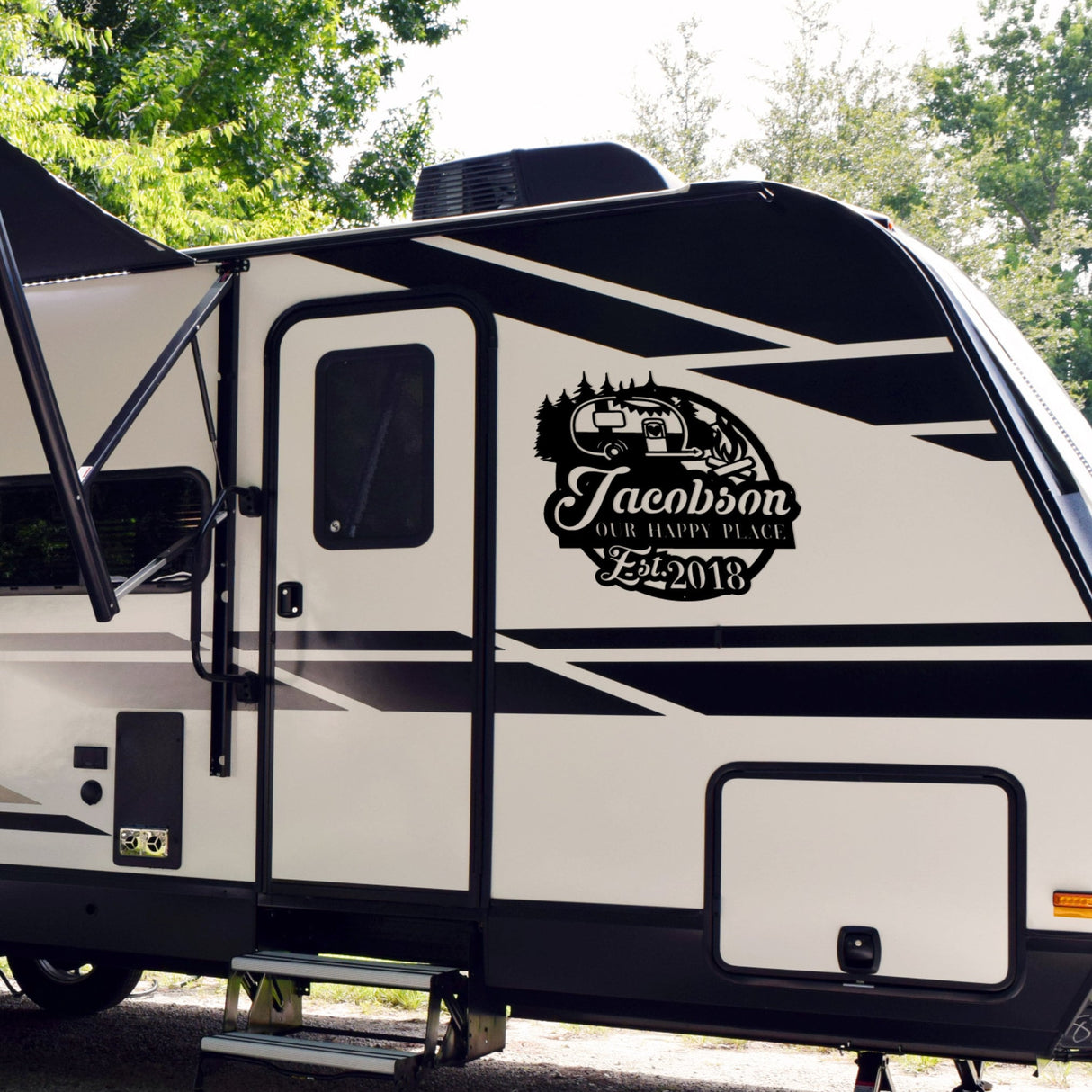 Wilderness Retreat Campsite Camping Sign Personalized With Family Name and Established Date for Outdoor Lake House Decor or Rv Camping Gifts