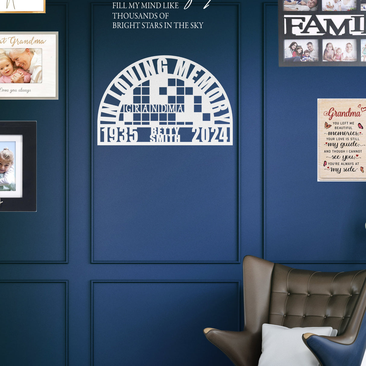 Unique Crossword Puzzle Memorial for Grandma - Personalized In Loving Memory Wall Sig Remembrance Sympathy Gift for Loss of Loved One