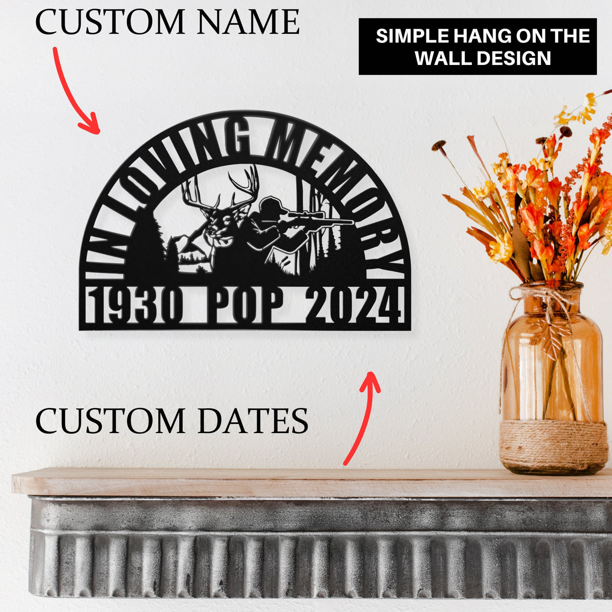 Hunter's Deer Hunter Memorial Gift for the Great Hunting Outdoorsman - Personalized In Loving Memory Wall Sign Dad Remembrance Sympathy Gift