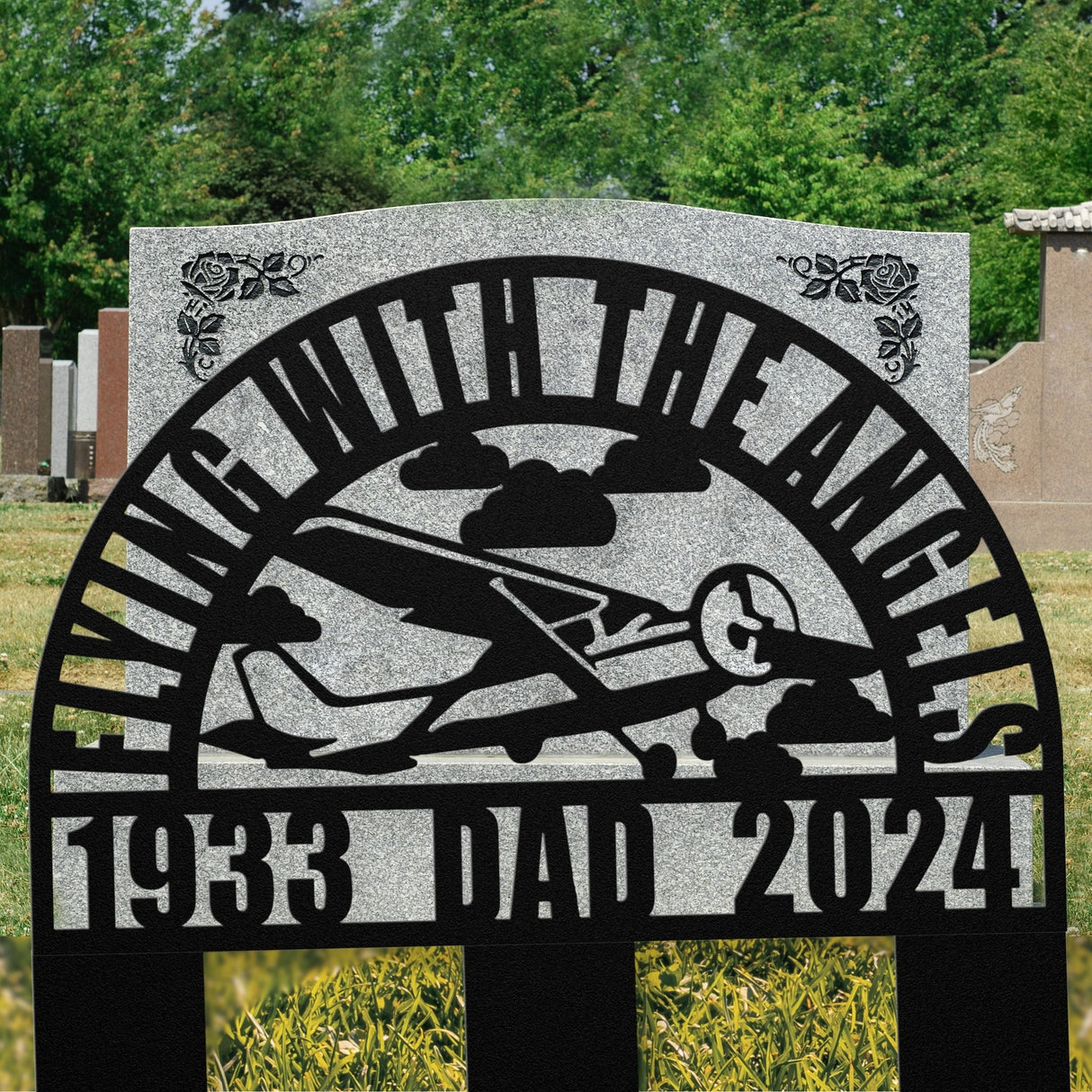 Light Aircraft Pilot Remembrance Gifts for Men, Flying With The Angels Memorial Metal Sign, Custom Airplane Sympathy Gift Loss of Husband