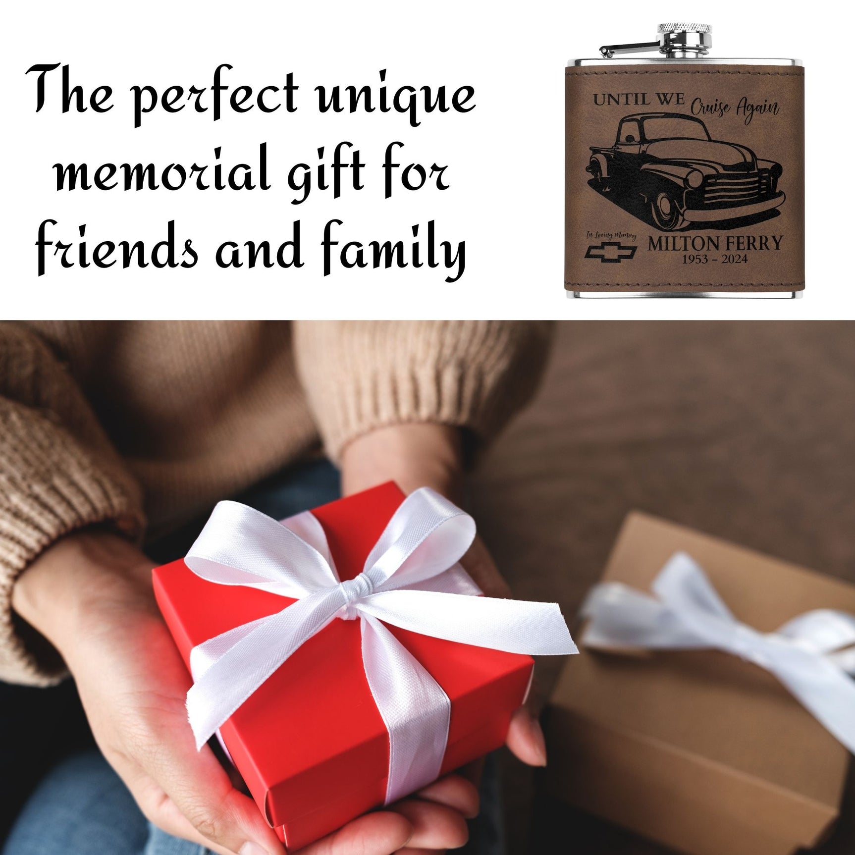 Classic 48 Chevy Truck Christmas Memorial Flask Gift for Dad