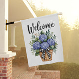 Hydrangea Welcome Garden Flag – 12x18 Inch, Double-Sided Outdoor Yard Decor for Spring & Summer