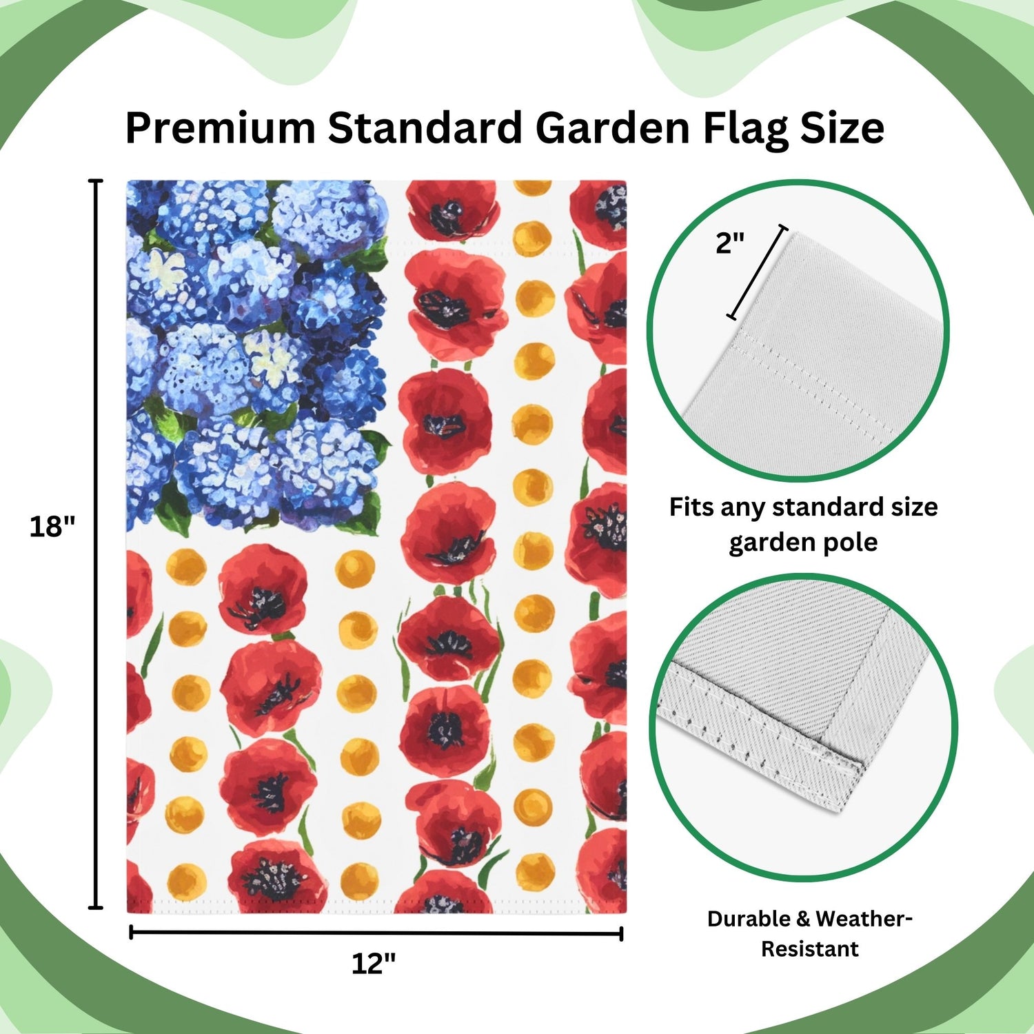 Myosotis Poppy Memorial Day Garden Flag – 12x18 Inch Double-Sided Outdoor Patriotic Decor
