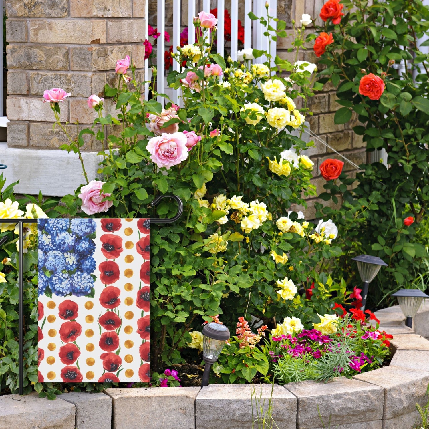 Myosotis Poppy Memorial Day Garden Flag – 12x18 Inch Double-Sided Outdoor Patriotic Decor