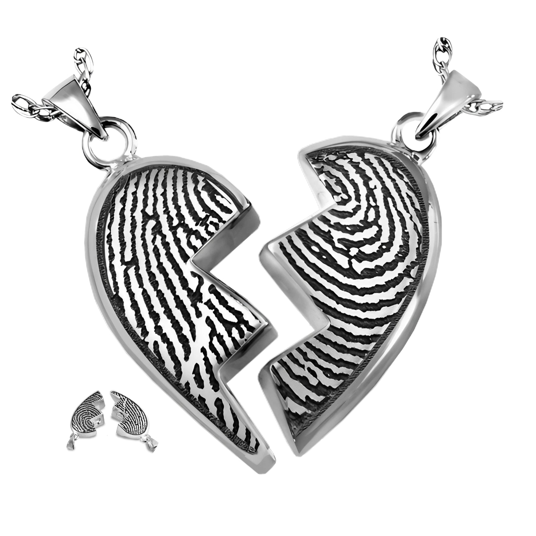 Personalized Fingerprint Cremation Heart Pendant Necklace