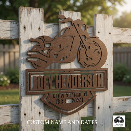 Personalized Harley Davidson Motorcycle Memorial Sign - In Loving Memory of Biker Sympathy Gift