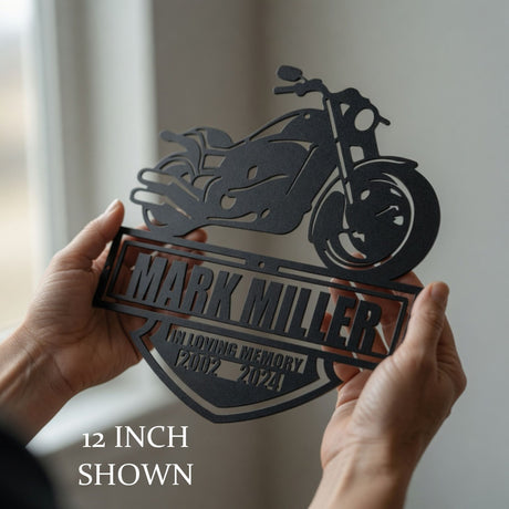 Personalized Harley Davidson Motorcycle Memorial Sign - In Loving Memory of Biker Sympathy Gift