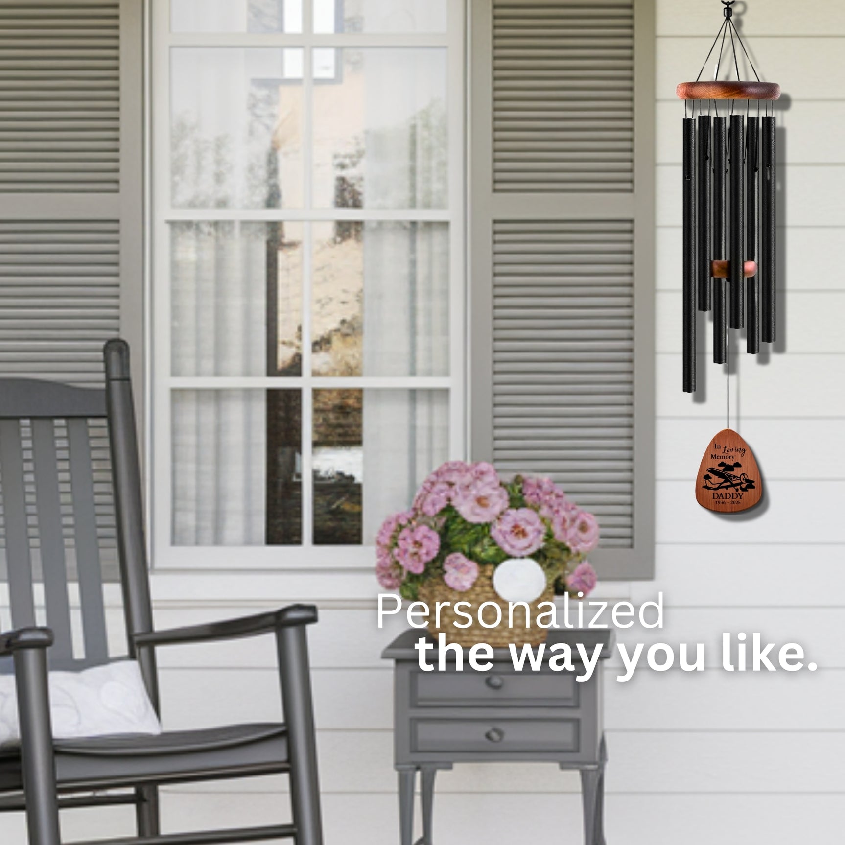 Personalized Light Aircraft Pilot Remembrance Wind Chimes
