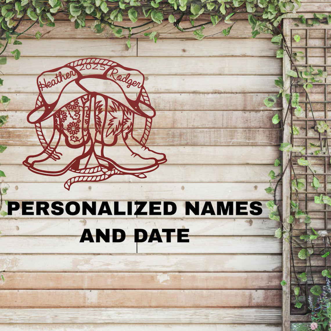Western Wedding Gift for Couples Personalized Gift Cowboy Cowgirl Boots Wall Decor