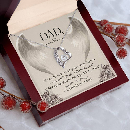 Loss of Dad Gift Necklace  - Father Forever in My Heart Necklace