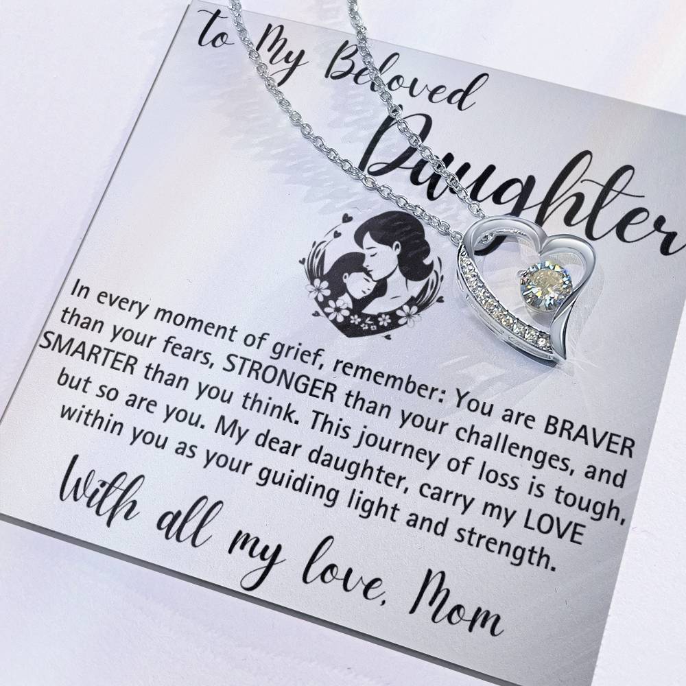 To My Daughter Loss of Mom Heart Necklace - To My Beloved Daughter Sympathy Jewelry Gift