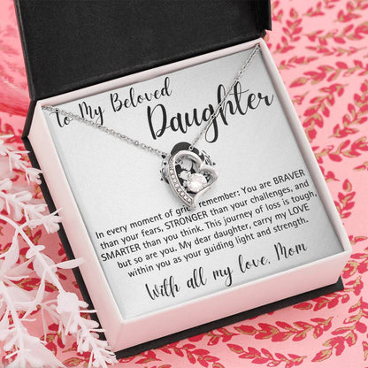 To My Daughter Loss of Mom Heart Necklace - To My Beloved Daughter Sympathy Jewelry Gift