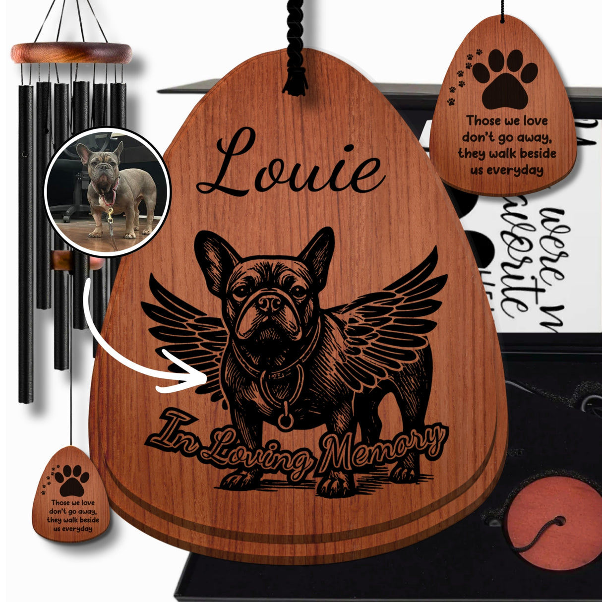 Pet Memorial Gift for Loss of Dog Wind Chimes | Custom Pet Loss Portraits from Photo