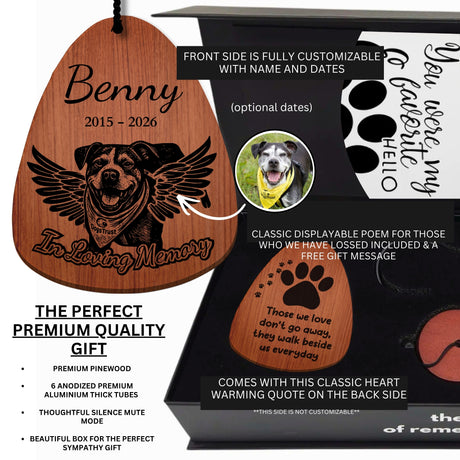 Pet Memorial Gift for Loss of Dog Wind Chimes | Custom Pet Loss Portraits from Photo