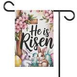 he is risen easter garden flag