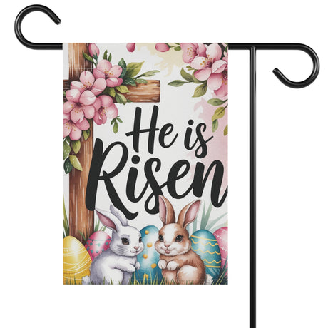 he is risen easter garden flag