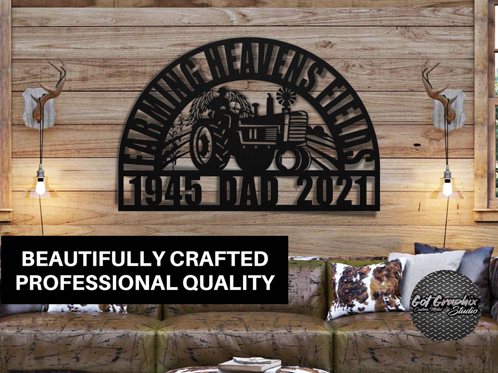 Farmhouse Wall Decor Remembrance Gifts for Friends and Family, Farming Heavens Fields Memorial Metal Sign, Sympathy Gift Loss of Husband