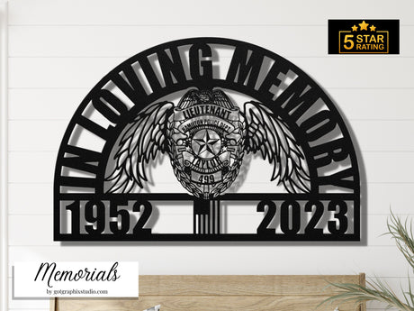 Police Law Enforcement Badge Memorial - Personalized Loss of Police Officer Sympathy Gift