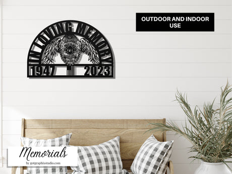 FireFighter Badge Memorial Custom Sign - Personalized Loss of Fireman Sympathy Gift