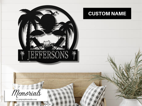 Custom Family Name Beach Sign Outdoor Beach House Metal Wall Decor