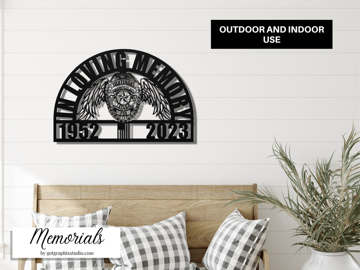Fallen Police Officer Gift - Law Enforcement Badge Memorial - Personalized Loss of Police Officer Sympathy Gift