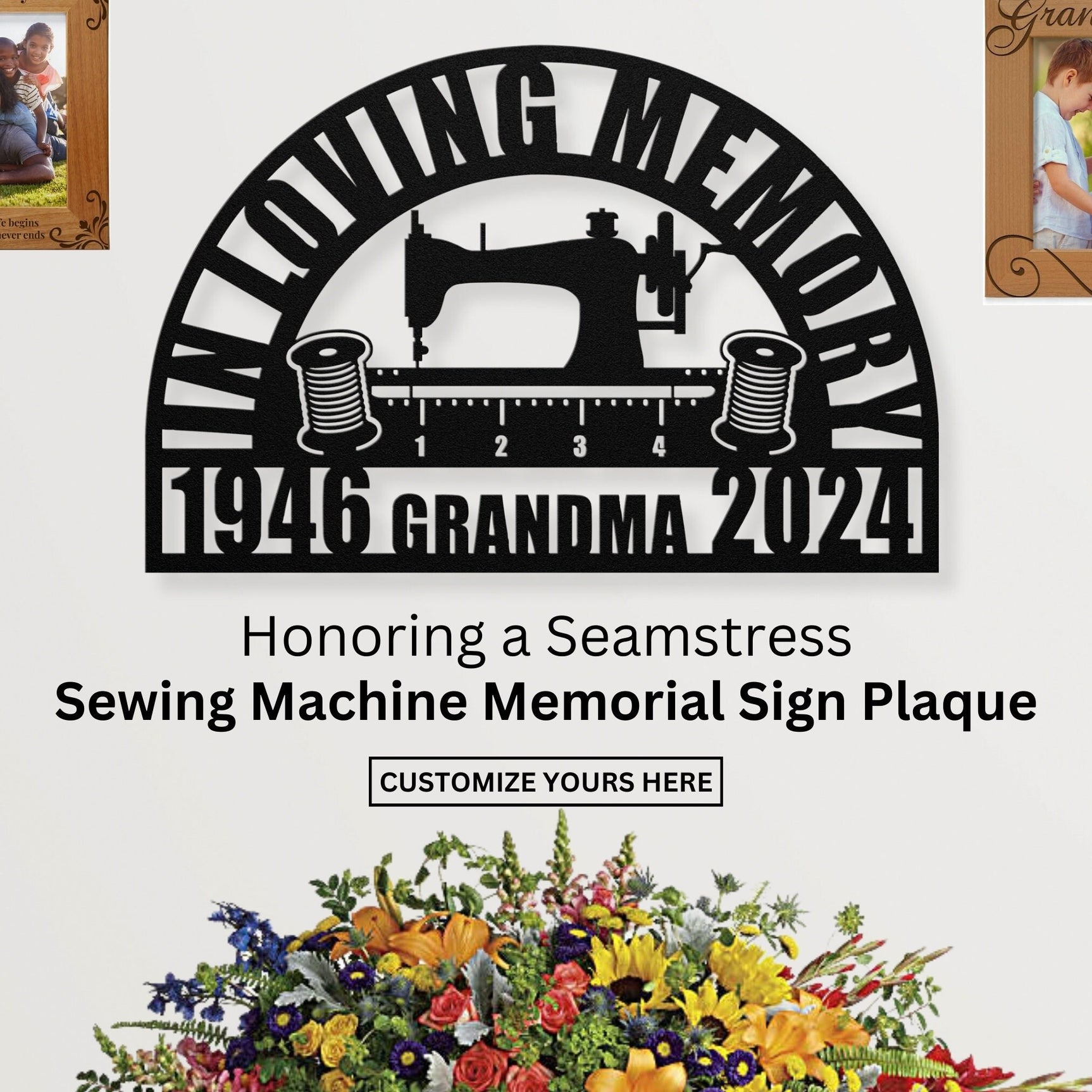 Seamstress Memorial Gift - Sewing Machine Wall Decor Remembrance Decorative Sign