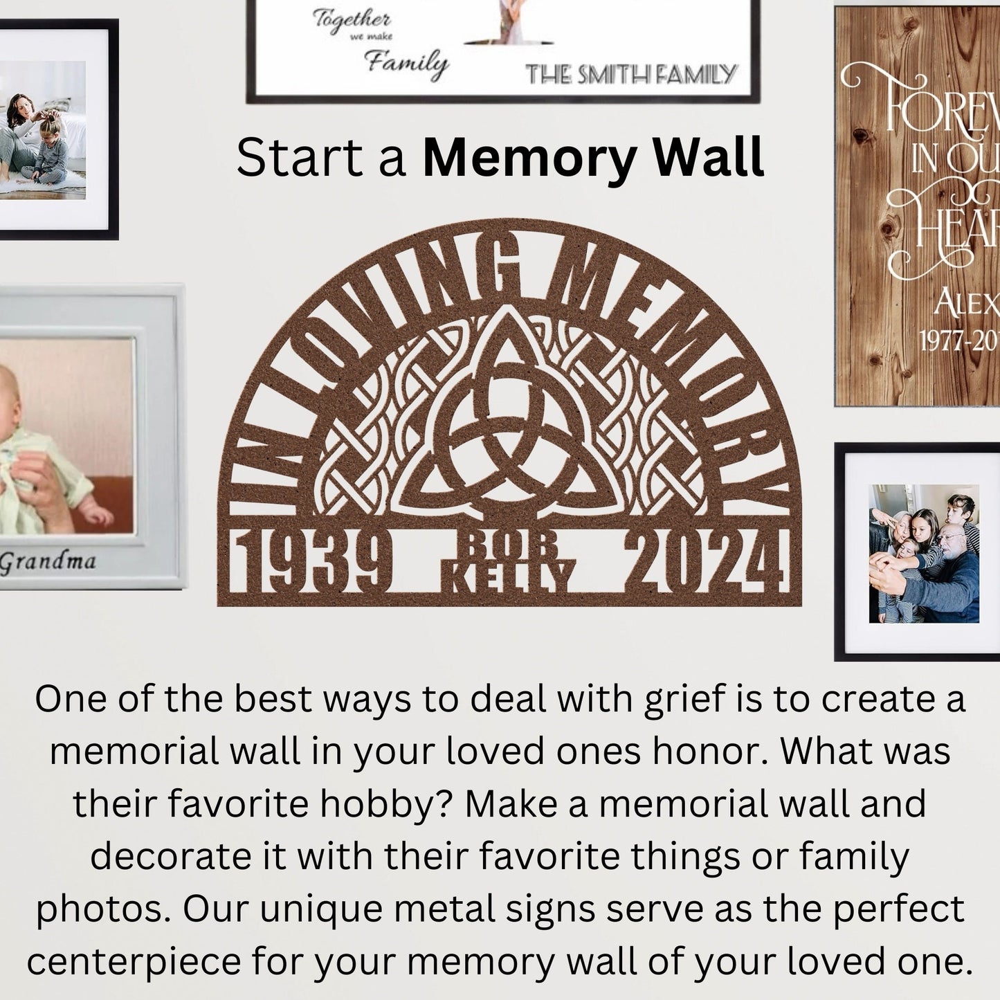 Celtic Trinity Knot Family Memorial Gift - Triquetra Memory Wall Decorative Sign