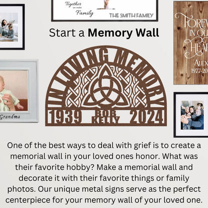 Celtic Trinity Knot Family Memorial Gift - Triquetra Memory Wall Decorative Sign
